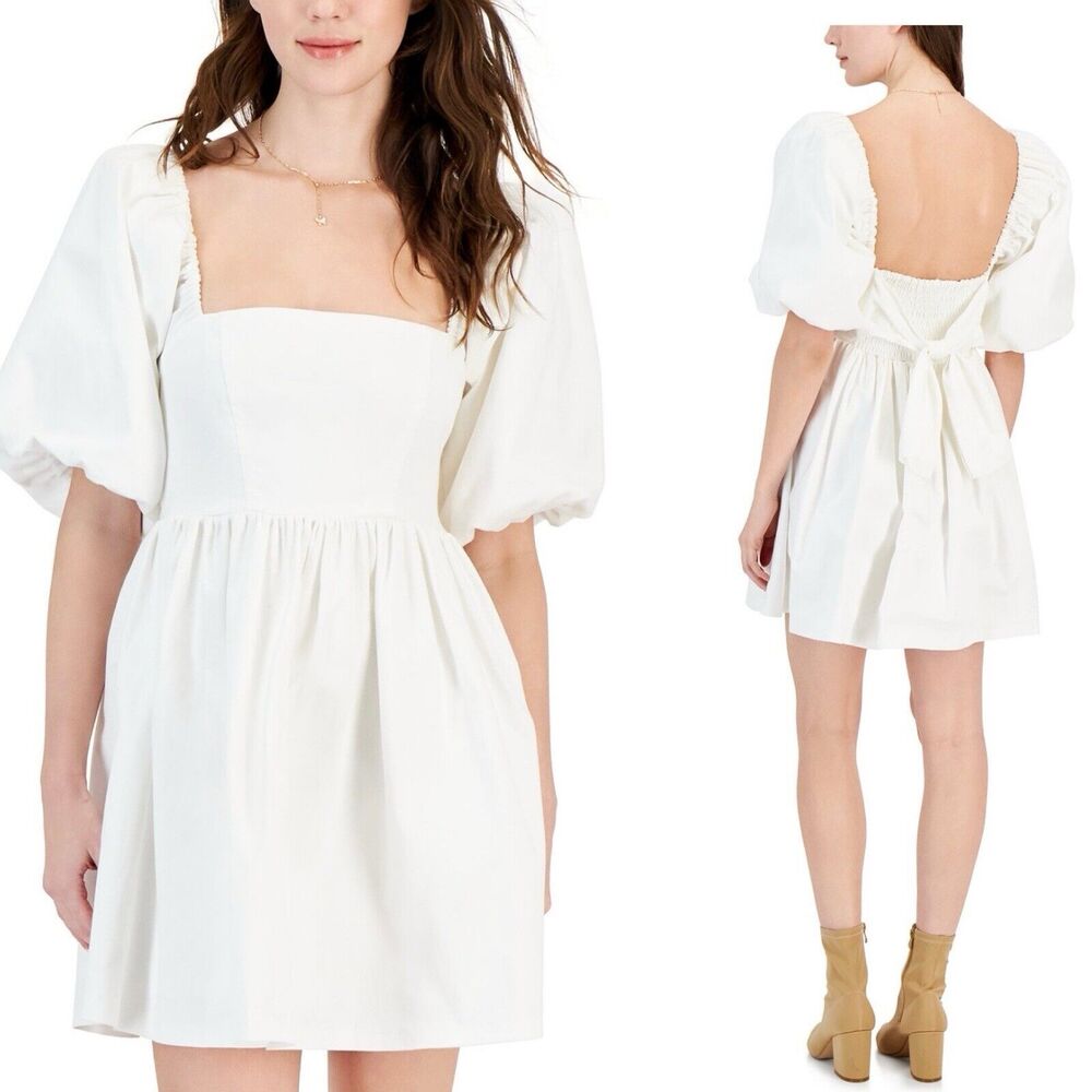 Avec Les Filles Cotton Balloon Sleeve Y2K Babydoll Milkmaid Dress NWT XL